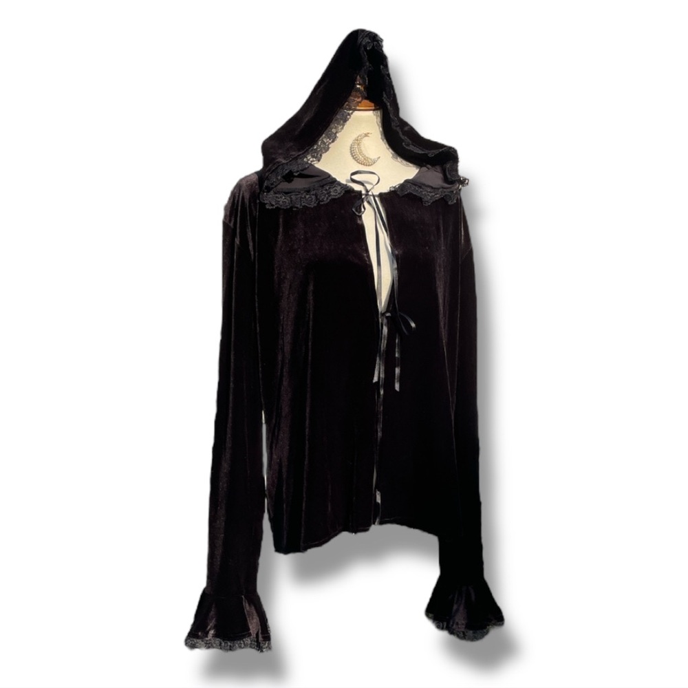 Flaming Angels Canada Velvet & Lace Gothic Victorian Vampire Hood Cloak 24 XXL - Picture 5 of 16